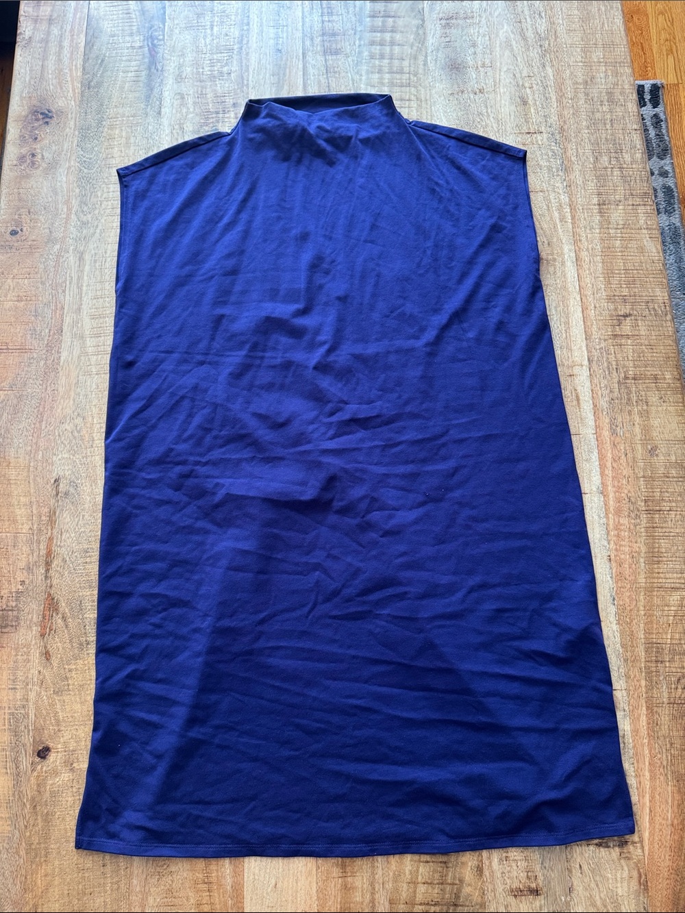 Eileen Fisher Sleeveless Mock Funnel Neck Dress blue NEW NO TAGS cotton blend